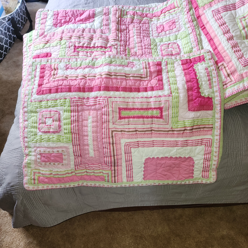 Pottery Barn Kids Pink and Green Quilt